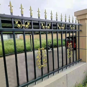 Açık bahçe galvanizli çelik çit panelleri siyah çelik Picket Modern açık bahçe siyah çelik kazık çit kolay montaj - Product Image 1