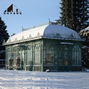 Gazebo de Metal con Decoración de Jardín, Casa de Cristal Blanco de Hierro Forjado, Personalizada, Gran Villa al Aire Libre - Product Image 3