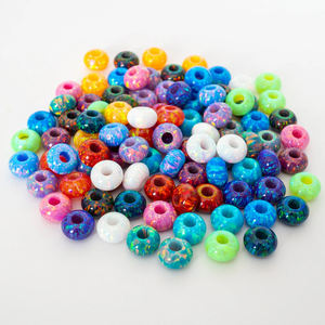 Perles Rondelle Opale Grand Trou 12mm 14mm Pierre Opale Perles Européennes 98 Couleurs Créées Rondelles Opale - Product Image 2