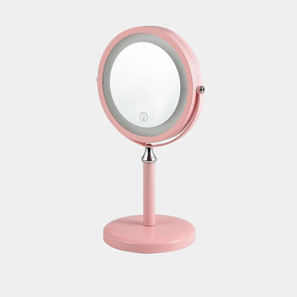 Plastic round lighted makeup mirror led light with provided magnet magnified mirror Makeup Mirror Led Light