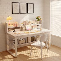 Bureau d'ordinateur en bois massif à hauteur réglable avec étagère et chaise pour le bureau à domicile et l'apprentissage des étudiants