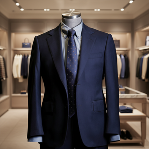 Costume sur mesure de haute qualité pour <span class=keywords><strong>homme</strong></span>, <span class=keywords><strong>bleu</strong></span> <span class=keywords><strong>marine</strong></span>, col à revers, en <span class=keywords><strong>laine</strong></span>, tissu en <span class=keywords><strong>laine</strong></span> de qualité supérieure, coupe ajustée, <span class=keywords><strong>blazer</strong></span> pour événements formels - Product Image 1