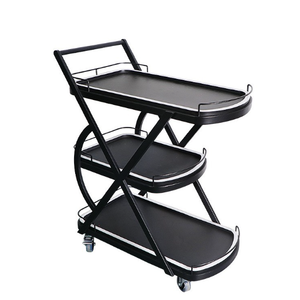 अनुकूलित शैंपेन ट्रॉली नेतृत्व हल्का पाउडर लेपित फिनिश 3-स्तरीय लक्जरी धातु डीलक्स लोगो रेस्तरां होटल शादी भोजन - Product Image 5