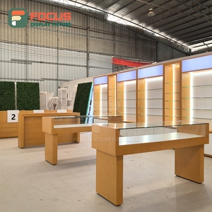 Heavy Duty Smoke Shop Display Cabinet Wood Glass Showcase Counter LED <b>Lighting</b> Tobacco Display Cabinet - Product Image 6