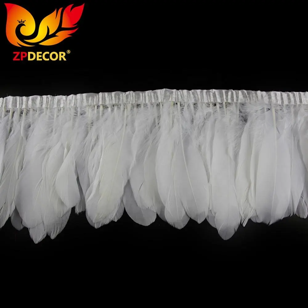 ZPDECOR Großhandel Stock White Goose Nagoire und Satin ettes Feather Trim für Karneval Butterfly Wings Kostüm