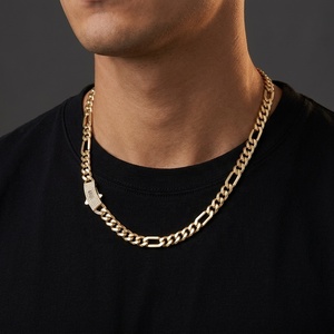 Großhandel Unisex Iced Out Cuban Link Halskette Geometrischer Zirkon Messing Hip-Hop Schmuck 14K Vergoldete Kubische Zirkonia Halskette - Product Image 3