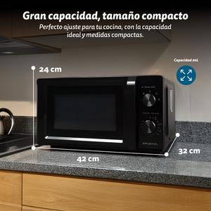 Forno a Microonde Grunkel 20 Litri 700W Nero Senza Grill - Product Image 3