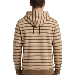 Sudadera con Capucha a Rayas para Hombre NEXTEX, Sudadera Informal con Bolsillo Canguro y Cordón Ajustable, Beige Marrón - Product Image 3