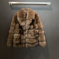Manteau court en fourrure de renard véritable pour femme, avec grand col, en fourrure de renard segmentée, veste d'hiver