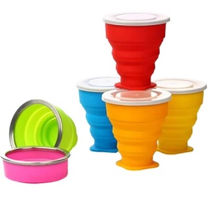Échantillon GRATUIT – Gobelet pliable en silicone en gros, bouteille d'eau pliable, gobelets en plastique avec couvercle - Product Image 1