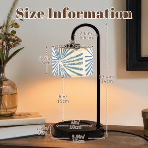 Electric Candle Warmer <b>Lamp</b> With Blue Fireworks Linen <b>Shade</b> Adjustable Brightness Tabletop Home Decor Aroma Burner Medium Size - Product Image 5