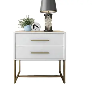 Fábrica personalizado alto brilho vintage exclusivo nightstands móveis quarto 2 gaveta madeira nightstands mesa de cabeceira