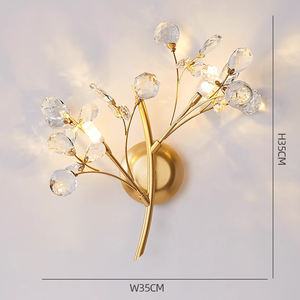 Fransız Tasarım G9 Ginkgo Büyük Cam Yaprak Kristal Çiçek Dalı Dekoratif Lüks Modern Duvar Lambası Led İç Mekan Aplik Aydınlatma - Product Image 3