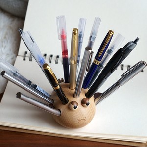 Portalápices de Madera Maciza Redondo con Diecisiete Orificios, Organizador de Escritorio para Oficina, Estudio y Papelería - Product Image 3