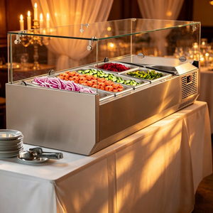 Refrigerador <span class=keywords><strong>de</strong></span> mostrador con vitrina para preparación <span class=keywords><strong>de</strong></span> ensaladas, ideal para cafeterías y <span class=keywords><strong>restaurantes</strong></span>, mantiene los ingredientes frescos y visibles - Product Image 4