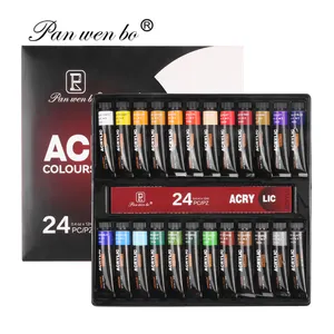 Set di vernice acrilica all'ingrosso della fabbrica 12 Ml 24 colori Non tossici 12 ml di arte professionale forniture di vernice acrilica di colore