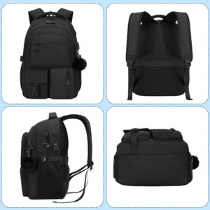 Sac à dos d'école mignon pour femmes, sac à dos pour adolescentes, sac à dos pour lycéennes, sac à dos pour étudiantes, noir - Product Image 2