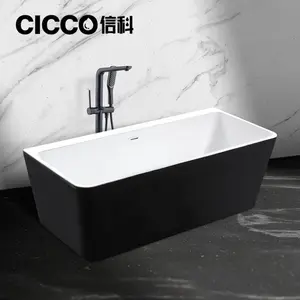 Popular China Supplier Whirlpool Freestanding Bath 1700 Black Color Rectangle Bathtub