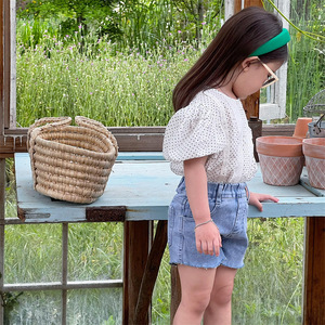 Top per bambina a sbuffo corto con stampe a pois estivi all'ingrosso 2022 - Product Image 5