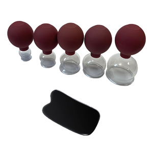 5 Set Alat Cupping Wajah dan Mata Silikon+Kaca, Terapi Vakum Medis Cina Anti-Kerut, Pemijat Pengangkat Wajah Guasha - Product Image 2