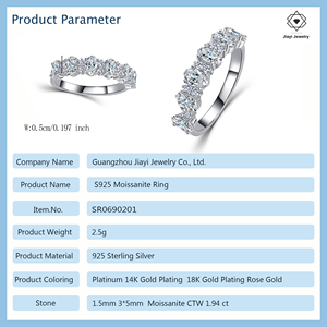 <span class=keywords><strong>Bague</strong></span> demi-éternité empilable en argent sterling S925 avec moissanite taille cœur 1,94 CTW pour <span class=keywords><strong>femme</strong></span> - Product Image 2