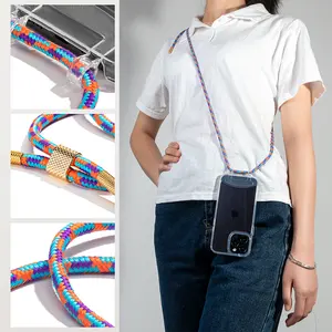 Custom Rope Sling Lasso Clear Mobile Cover Cord String Shoulder Detachable Neck Crossbody Lanyard Necklace Phone Case With Strap