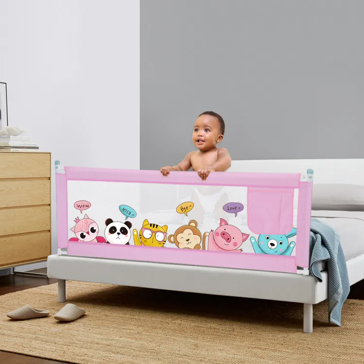 New Design Cartoon Baby Bed Rail Guard Firmly Safety Fence For Babies And Children Toddler Kids Adjustable Guardrail