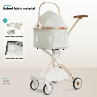 Poussette pliable légère pour animaux de compagnie, pour chiens de petite et moyenne taille, 4 roues, en tissu Oxford, portable, rétractable, pour l'extérieur