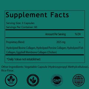 Cápsulas de Colágeno Múltiple OEM/ODM, Gran Venta, 180, 2025 mg de Proteína con Colágeno Tipo I, II, III, V, X, Apoya el Sistema Inmunológico, el Cabello y las Articulaciones - Product Image 2