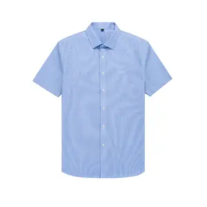 Versand bereit Baumwolle Herren Blue Mini Check Shirts DP Nicht Eisen Atmungsaktive Custom Dress Shirts für Männer