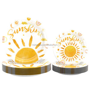 Fournitures de fête à thème soleil bohème OEM <span class=keywords><strong>Vaisselle</strong></span> <span class=keywords><strong>jetable</strong></span> de dessin animé Set de décoration de bureau pour anniversaire bébé baptême Autres - Product Image 5