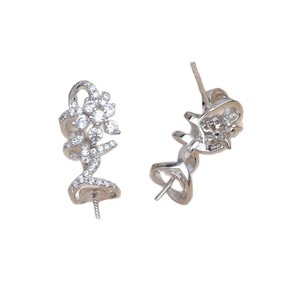Accessoires DIY en argent 925 Wenchi, boucles d'oreilles semi-finies en perles et plumes, modèle 15627, composants de bijoux chinois - Product Image 5