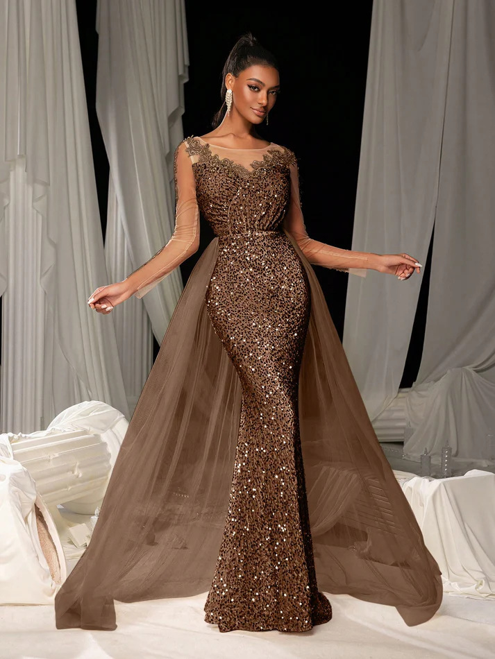elegant luxury dresses Luxury Evening Gown White and Blue Shiny XXXL / Blue / Lace main image 1