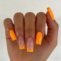 Faux ongles de haute qualité, style French Manucure, forme cercueil, à coller, en acrylique, pour professionnels