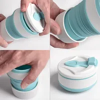 Gobelet pliable en silicone écologique et créatif de 350 ml/500 ml avec couvercle pour les voyages, les activités de plein air et les usages professionnels