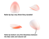 Vente en gros sur mesure Ensemble de presse pour ongles en acrylique doux de style français Ongles artificiels faits à la main Fournisseur de faux ongles