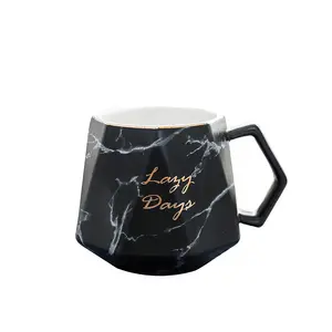 Zogift नई शैली व्यक्तिगत कप काला सिरेमिक संगमरमर कॉफी मग