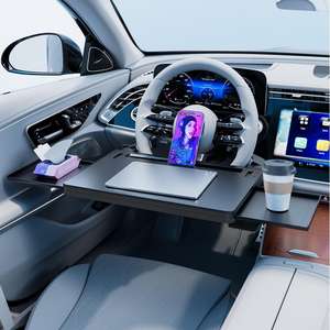 2 in 1 Auto Lenkrad ablage Rücksitz Kopfstütze Tablett zum Essen Essen Trinken und Schreiben Laptop Arbeit - Product Image 4
