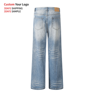 Salopette en jean ample OEM en gros, style vintage délavé, streetwear hip-hop de créateur, coupe baggy tendance personnalisée pour hommes - Product Image 2