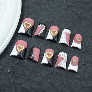 Faux Ongles à Presser Faits Main en Gros, Ongles Acryliques de Luxe 3D Couverture Complète Longs Forme Cercueil French Manucure Pointes Françaises de Haute Qualité - Product Image 3