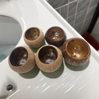 Kokosnussholzschale Aromatisiertes Glas Kerzenhalter Leerer Behälter Kokosnussschale Kerzenschale Kokosnussschale