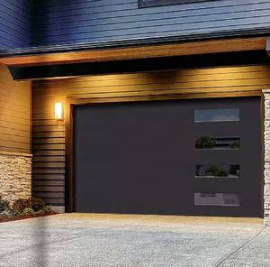 Fenêtre noire moderne isolée en acier galvanisé aspect bois Porte de <span class=keywords><strong>garage</strong></span> sectionnelle automatique en grain de bois finition bois - Product Image 4