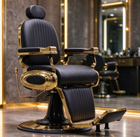 Meilleures ventes - Chaise de barbier hydraulique inclinable à dossier capitonné de style rétro classique pour salon de coiffure professionnel