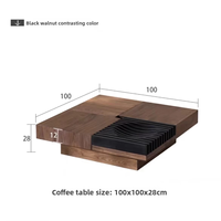 Petite table basse carrée de rangement en bois massif de conception moderne adaptée aux appartements Noyer noir Internet Celebrity Favorite