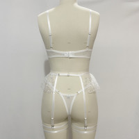 RUIYI Chaîne de luxe broderie de fleurs blanches Lingerie sexy Ensemble de soutien-gorge Lingerie femmes Ensembles sexy Push-up Sexy Nuisette Lingerie