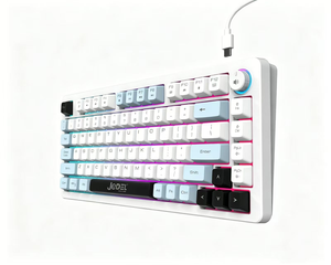 75% Wired Membrane Keyboard 81-Key Gaming 3-<strong>Color</strong> ABS Keycaps Rainbow Lighting with <strong>Knob</strong> Control Type-C Cable Plug &amp; Play - Product Image 1
