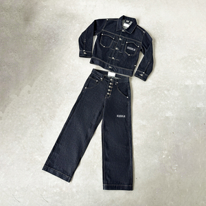 Ensemble deux pièces en jean surdimensionné et épais pour homme, veste et pantalon en denim brut japonais selvedge - Product Image 2