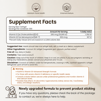 Gélules de Vitamine D3 K2 MK-7 10000 UI 200 µg à l'Huile de Coco, Complément Alimentaire, 300 Unités, Sans Soja, Sans Produits Laitiers, Sans Gluten