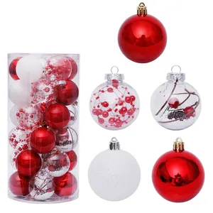 Bolas colgantes de plástico transparente para Navidad, adornos navideños de Navidad, decoración de árbol de Navidad de 6 cm