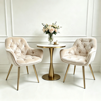 Fauteuil d'appoint en velours capitonné haut de gamme avec pieds en métal doré pour la maison, l'appartement, l'hôtel, le café